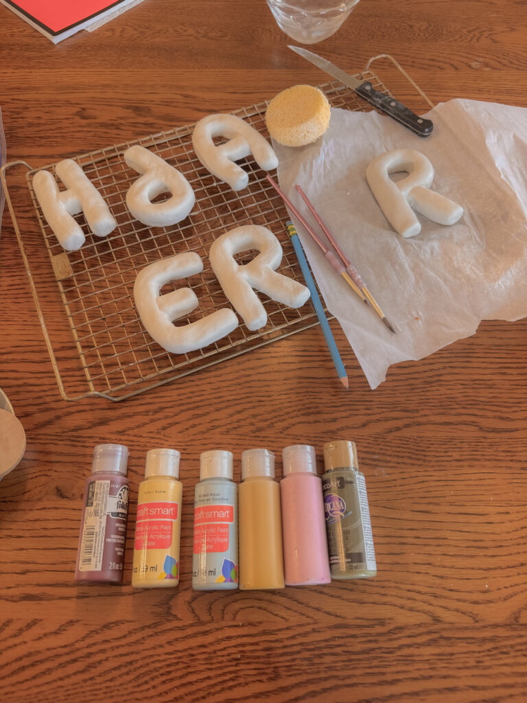 DIY Clay Letters on cooling rack