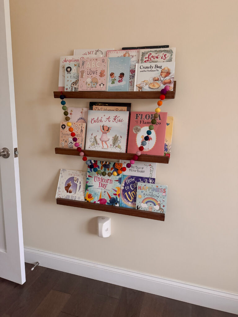 bookshelves in girl's room
