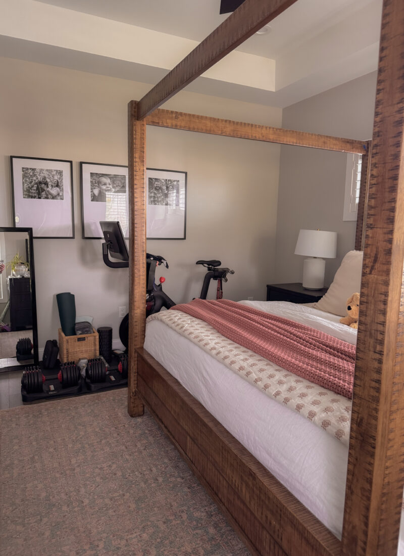 wide view of small space home gym