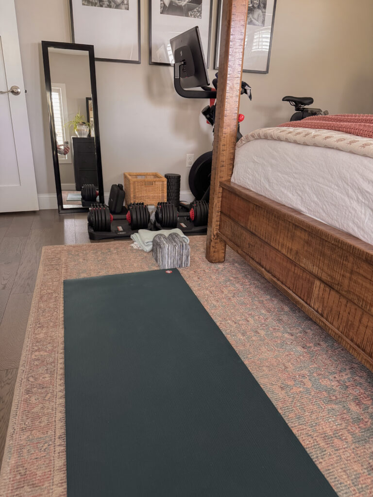 yoga mat in small space home gym
