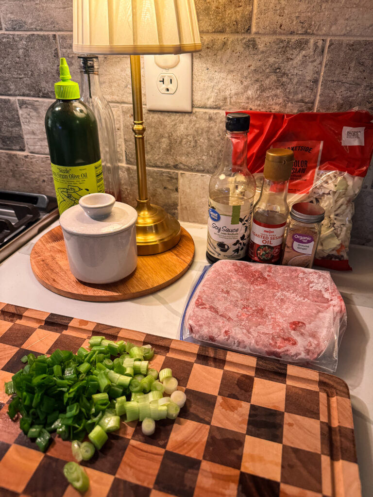 ingredients for healthy egg roll bowl
