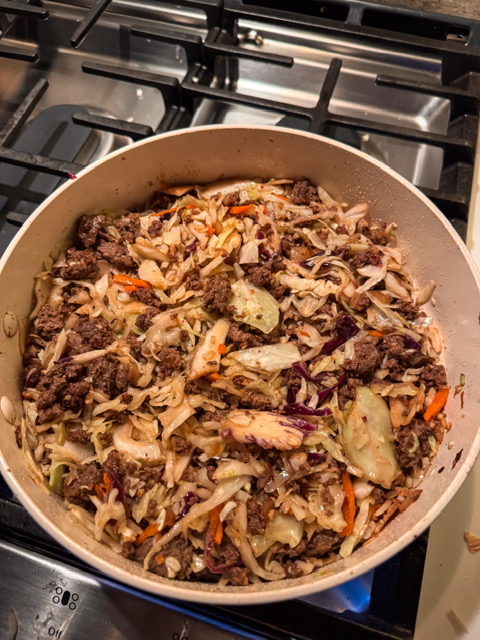 Cooked healthy egg roll bowl