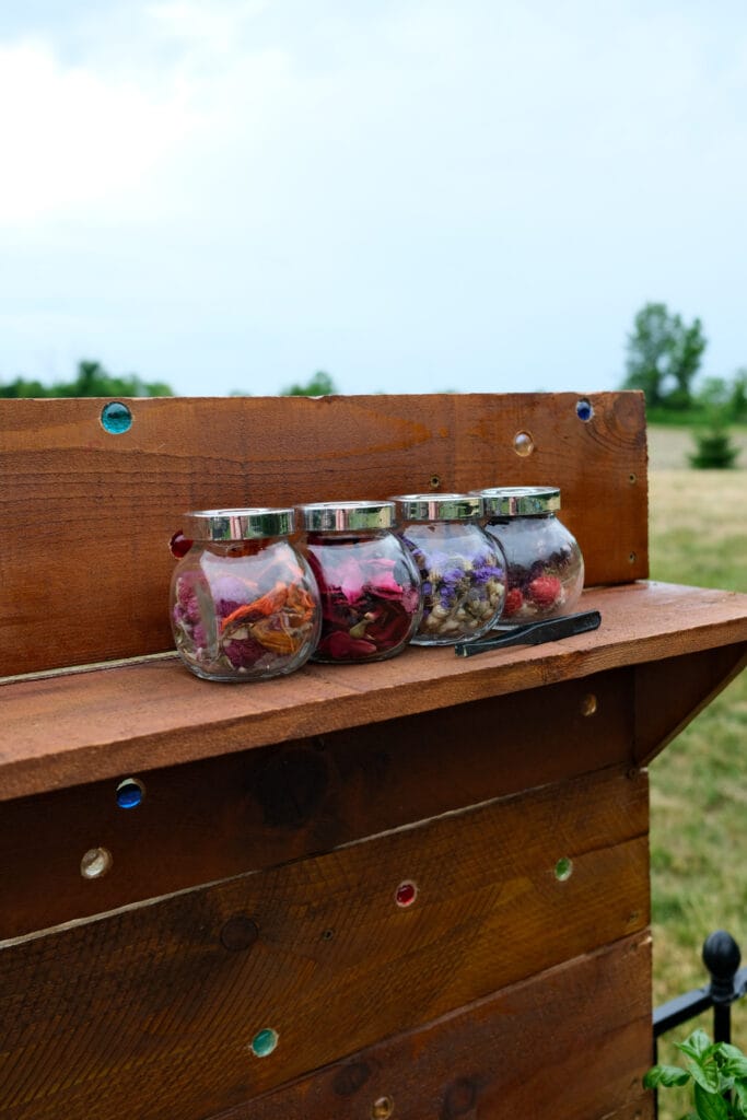 dried flowers for DIY Mud Kitchen