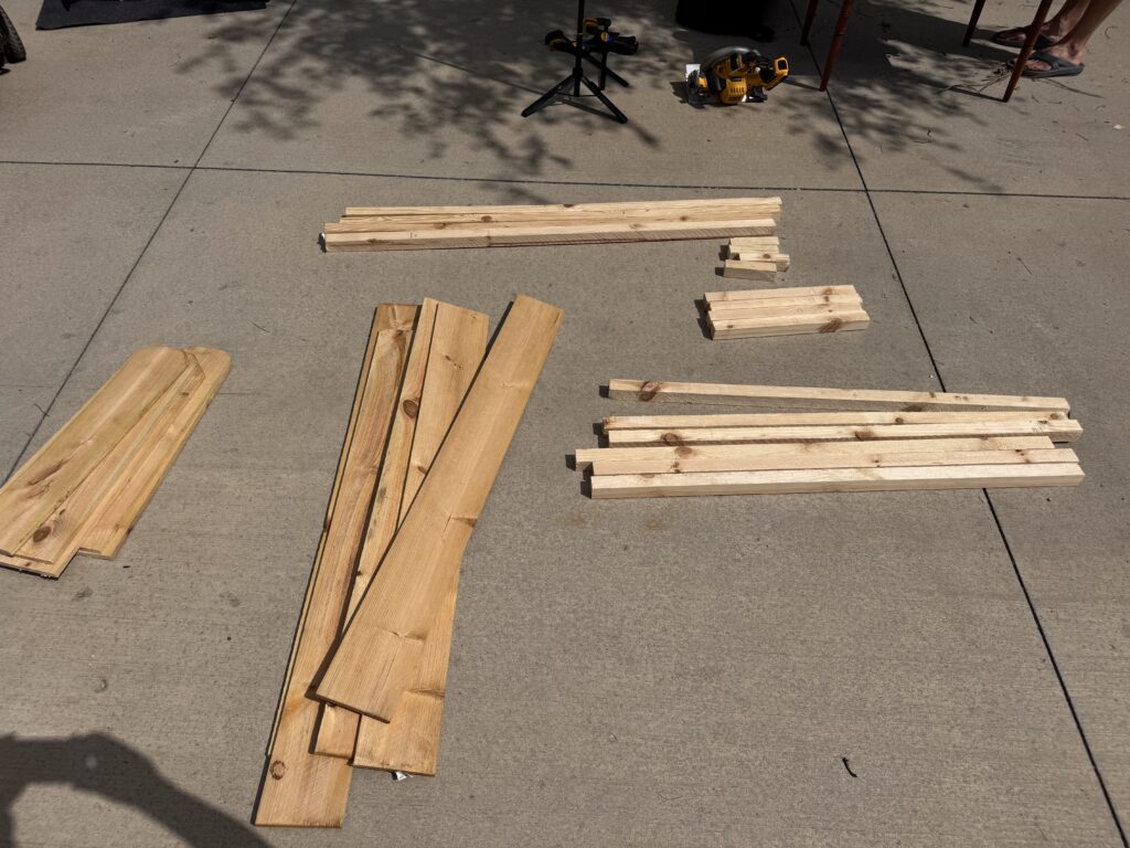 lumber for DIY mud kitchen