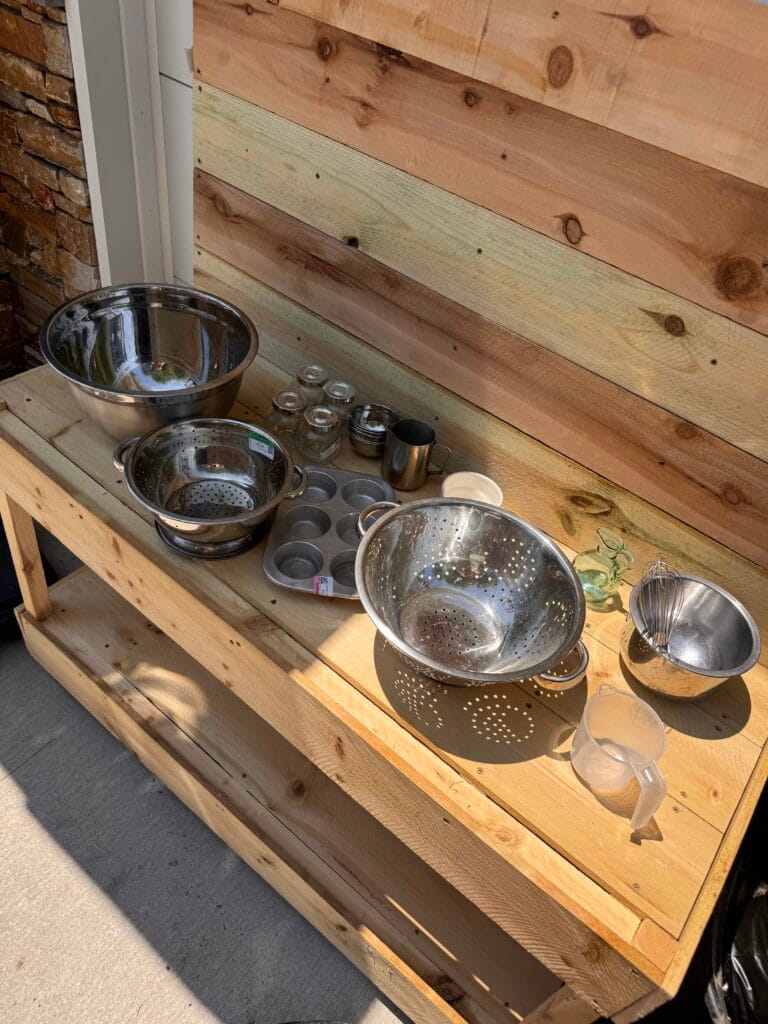 thrifted items DIY mud kitchen